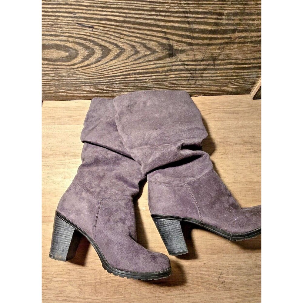 Merona Boots Women's 7 Gray Madelia  Pull-on Faux Suede  4" Heel Target